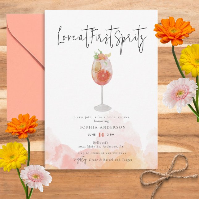 Aquarell Aperol Spritz Bridal Dusche Einladung (Von Creator hochgeladen)