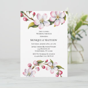 Aquarell Apfel Kirschblüten Hochzeitsdusche Einladung