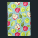 Aquarell-Apfel-Muster Handtuch<br><div class="desc">Dieses ist ein Muster der Äpfel. Es gibt grüne und rote Äpfel. Ein wird zur Hälfte geschnitten. Es gibt auch irgendein Blätter,  das im Muster gemischt wird. Die Äpfel wurden im Aquarell gefärbt.</div>
