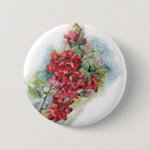 Aquarell Apfel Quitte Blume Blumen Baum Hochzeit Button