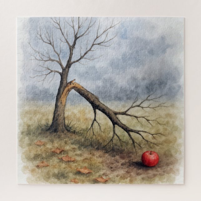 Aquarell Apfelbaum mit Bruch  (Vertikal)