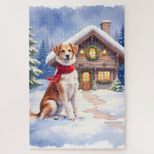 Aquarell Appenzeller Sennenhund Alpen Chalets