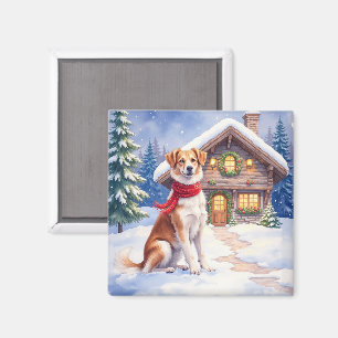 Aquarell Appenzeller Sennenhund Alpen Chalets Magnet