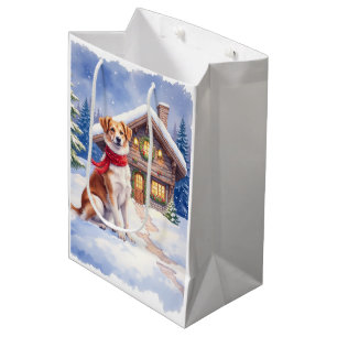 Aquarell Appenzeller Sennenhund Alpen Chalets Mittlere Geschenktüte