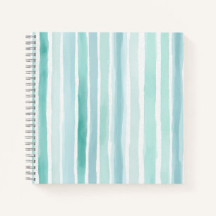 Aquarell-Aqua-Vertikalstreifen-Muster Küste Notizbuch