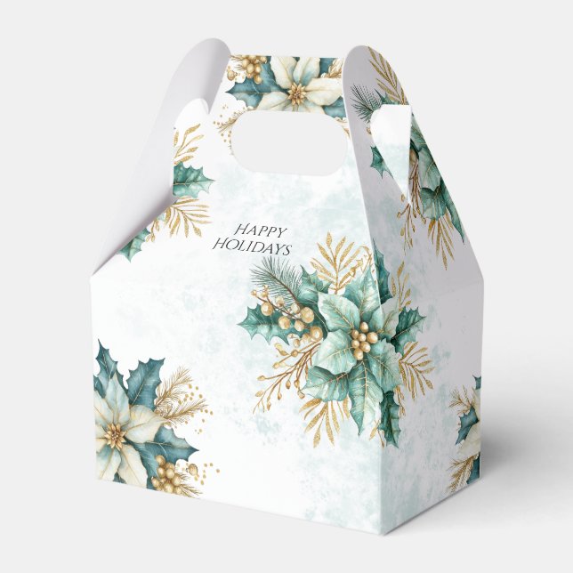 Aquarell Aquamarin Blumenweihnachtsfest Geschenkbo Geschenkschachtel (Vorderseite)