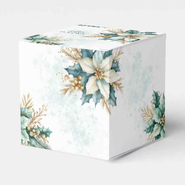 Aquarell Aquamarin Blumenweihnachtsfest Geschenkbo Geschenkschachtel (Vorderseite)