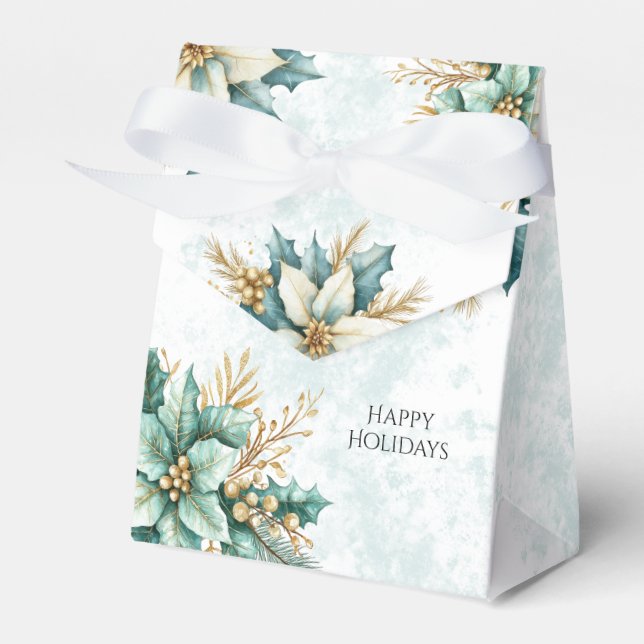 Aquarell Aquamarin Blumenweihnachtsfest Geschenkbo Geschenkschachtel (Vorderseite)