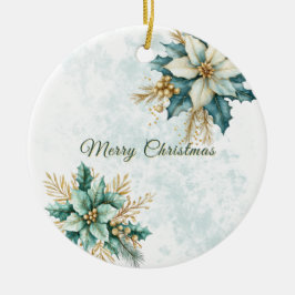 Aquarell Aquamarin Blumenweihnachtsfest Keramik Ornament