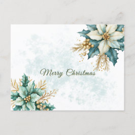 Aquarell Aquamarin Blumenweihnachtsfest Postkarte