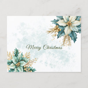 Aquarell Aquamarin Blumenweihnachtsfest Postkarte