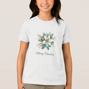 Aquarell Aquamarin Blumenweihnachtsfest T - Shirt