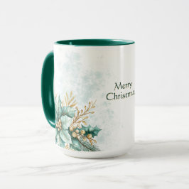 Aquarell Aquamarin Blumenweihnachtsfest Tasse