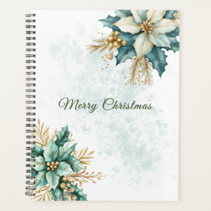 Aquarell Aquamarin Blumenweihnachtsplaner Planer