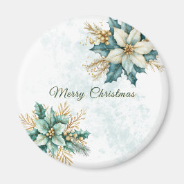 Aquarell Aquamarin Blumenzauber Weihnachtsfeiertag Magnet