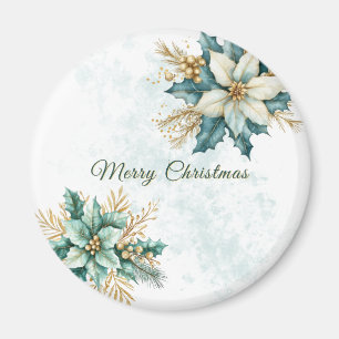 Aquarell Aquamarin Blumenzauber Weihnachtsfeiertag Magnet