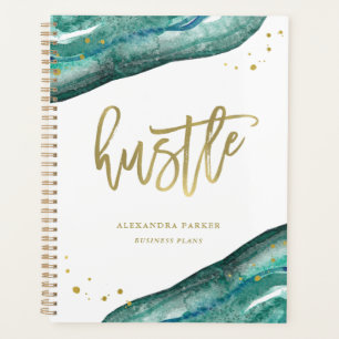 Aquarell Aquamarin und Goldgeode Hustel Planer