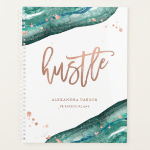 Aquarell Aquamarin und Imitate Rose Gold Geode H Planer