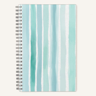 Aquarell-Aquamarin-Vertikalstreifen-Muster Küste Notizbuch