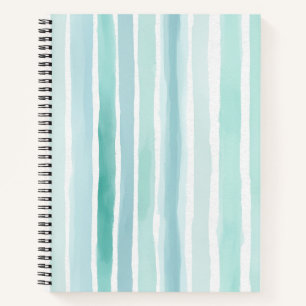 Aquarell-Aquamarin-Vertikalstreifen-Muster Küste Notizbuch