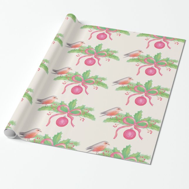 Aquarell-Aquarell-Weihnachtsblumenstrauß Geschenkpapier (Ungerollt)