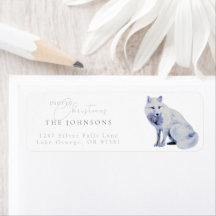 Aquarell Arctic Fox Weihnachten Rücksendeadresse