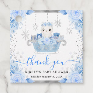 Aquarell-Arktis-Eisbär-Blumen-Baby-Party Geschenkanhänger
