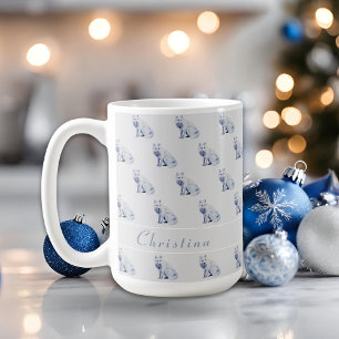 Aquarell-Arktisfuchs-Weihnachtsmuster anpassen Kaffeetasse