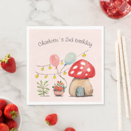 Aquarell Art Niedliches Pilz und Blume Serviette