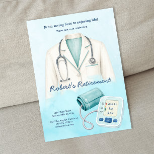 Aquarell-Arzt-Krankenschwester-Ruhestandsfeier Einladung