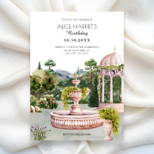 Aquarell-Ästhetik elegante grüne Gartenparty Einladung
