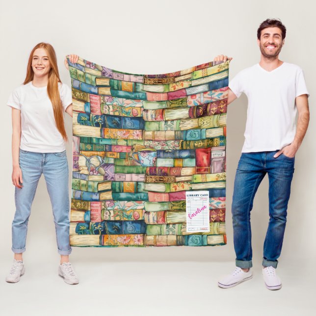 Aquarell-Ästhetik Gestapelte Bücher Fleecedecke (Beispiel)