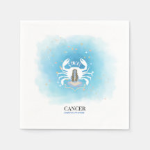 Aquarell-Astrologie - Krebs-Papier-Servietten