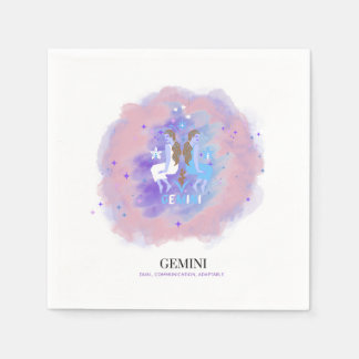 Aquarell-Astrologie - Zwillinge-Papier-Tischservie Serviette