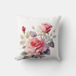 Aquarell Atemberaubende blühende Rosen Kissenbezug Kissen