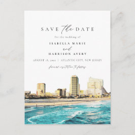 Aquarell Atlantic City New Jersey City Skyline Postkarte