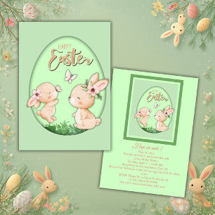 Aquarell-Attrappe-Hasen-Schnitt Easter-Brunch Einladung