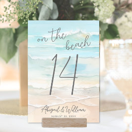 Aquarell auf der Hochzeit am Strand Tischnummer