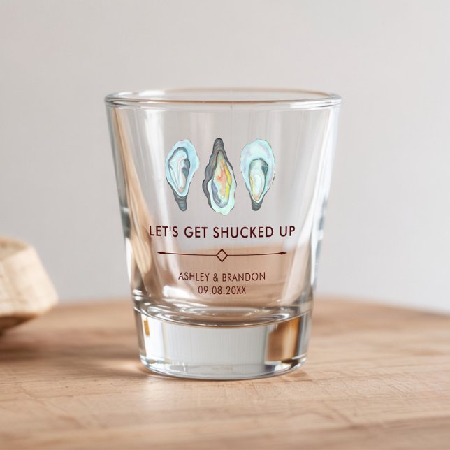 Aquarell-Auster-Küsten-Hochzeit Schnapsglas (Von Creator hochgeladen)