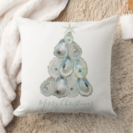 Aquarell-Auster-Weihnachtsbaum Kissen