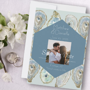 Aquarell-Austern-Hochzeit Save The Date
