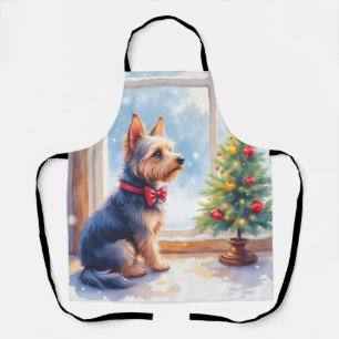Aquarell Australian Terrier Tisch Weihnachten Schürze