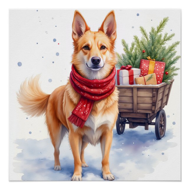 Aquarell Australischer Stumpy Tail Cattle Dog Poster (Vorderseite)