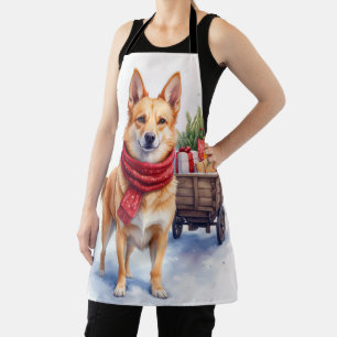 Aquarell Australischer Stumpy Tail Cattle Dog Schürze