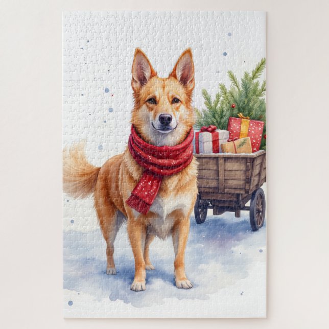 Aquarell Australischer Stumpy Tail Cattle Hund (Vertikal)