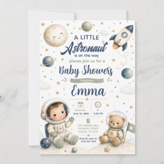 Aquarell-Baby-Astronaut-Baby-Shower-Einladung  Einladung