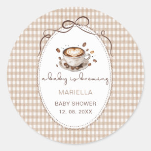 Aquarell-Baby braut Kaffee-Baby-Party Runder Aufkleber