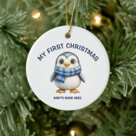 Aquarell-Baby-Erste-Weihnachts-Foto Keramik Ornament