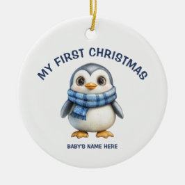 Aquarell-Baby-Erste-Weihnachts-Foto Keramik Ornament