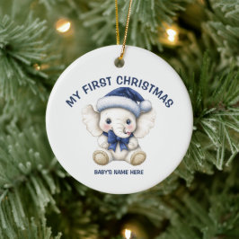 Aquarell-Baby-Erste-Weihnachts-Foto Keramik Ornament